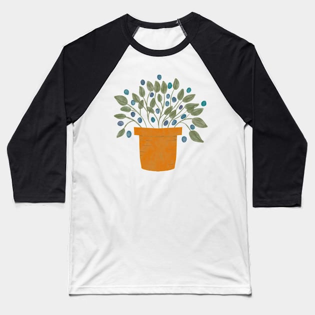 Yellow sunshine flower pot Baseball T-Shirt by FrancesPoff